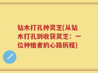 钻木打孔种灵芝(从钻木打孔到收获灵芝：一位种植者的心路历程)