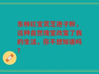 东林红宝灵芝孢子粉，这种自然瑰宝改变了我的生活，你不想知道吗？