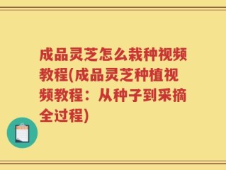 成品灵芝怎么栽种视频教程(成品灵芝种植视频教程：从种子到采摘全过程)