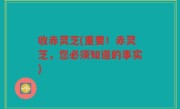 收赤灵芝(重要！赤灵芝，您必须知道的事实)