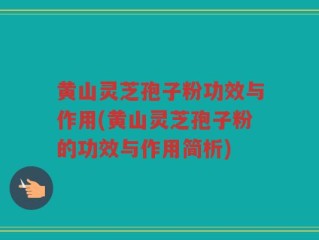 黄山灵芝孢子粉功效与作用(黄山灵芝孢子粉的功效与作用简析)