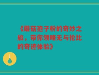 《蘑菇孢子粉的奇妙之旅，带你领略无与伦比的奇迹体验》