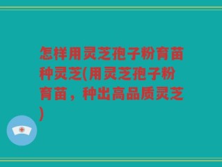 怎样用灵芝孢子粉育苗种灵芝(用灵芝孢子粉育苗，种出高品质灵芝)