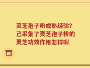 灵芝孢子粉成熟经验？已采集了灵芝孢子粉的灵芝功效作用怎样呢