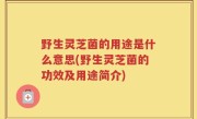 野生灵芝菌的用途是什么意思(野生灵芝菌的功效及用途简介)