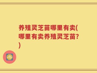 养殖灵芝苗哪里有卖(哪里有卖养殖灵芝苗？)