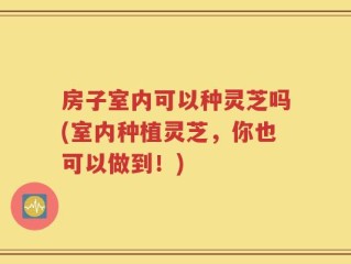 房子室内可以种灵芝吗(室内种植灵芝，你也可以做到！)