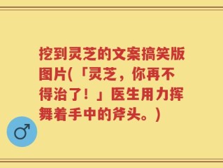 挖到灵芝的文案搞笑版图片(「灵芝，你再不得治了！」医生用力挥舞着手中的斧头。)