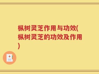 枞树灵芝作用与功效(枞树灵芝的功效及作用)