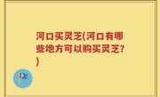 河口买灵芝(河口有哪些地方可以购买灵芝？)
