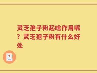 灵芝孢子粉起啥作用呢？灵芝孢子粉有什么好处