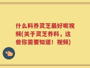 什么料养灵芝最好呢视频(关于灵芝养料，这些你需要知道！视频)