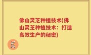 佛山灵芝种植技术(佛山灵芝种植技术：打造高效生产的秘密)