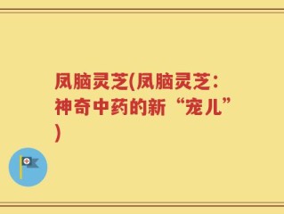 凤脑灵芝(凤脑灵芝：神奇中药的新“宠儿”)