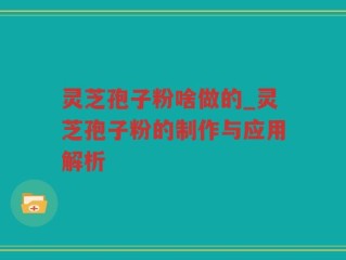 灵芝孢子粉啥做的_灵芝孢子粉的制作与应用解析