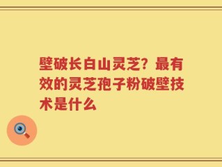 壁破长白山灵芝？最有效的灵芝孢子粉破壁技术是什么