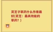 灵芝子草药什么作用最好(灵芝：最具效能的草药？)
