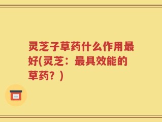灵芝子草药什么作用最好(灵芝：最具效能的草药？)