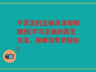 干灵芝的正确洗法视频播放(学习正确的灵芝洗法，健康日常更轻松)