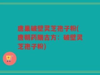 唐巢破壁灵芝孢子粉(唐朝药膳古方：破壁灵芝孢子粉)