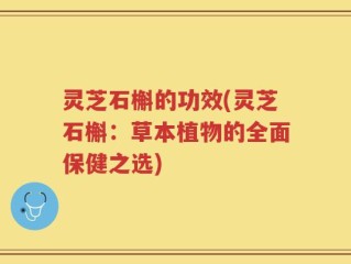 灵芝石槲的功效(灵芝石槲：草本植物的全面保健之选)