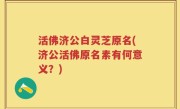 活佛济公白灵芝原名(济公活佛原名素有何意义？)