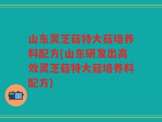 山东灵芝菇特大菇培养料配方(山东研发出高效灵芝菇特大菇培养料配方)