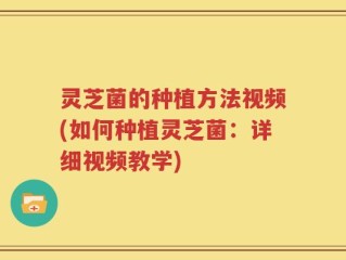 灵芝菌的种植方法视频(如何种植灵芝菌：详细视频教学)