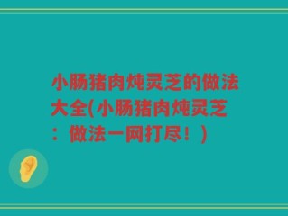 小肠猪肉炖灵芝的做法大全(小肠猪肉炖灵芝：做法一网打尽！)