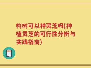 构树可以种灵芝吗(种植灵芝的可行性分析与实践指南)