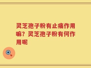 灵芝孢子粉有止痛作用嘛？灵芝孢子粉有何作用呢