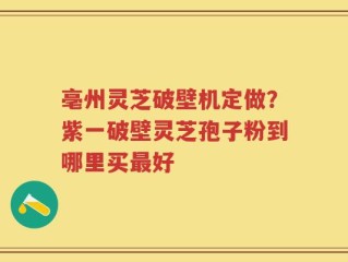 亳州灵芝破壁机定做？紫一破壁灵芝孢子粉到哪里买最好
