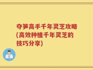 夺笋高手千年灵芝攻略(高效种植千年灵芝的技巧分享)