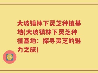 大坡镇林下灵芝种植基地(大坡镇林下灵芝种植基地：探寻灵芝的魅力之旅)