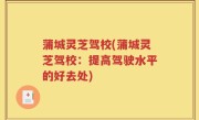 蒲城灵芝驾校(蒲城灵芝驾校：提高驾驶水平的好去处)