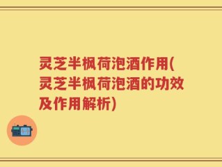 灵芝半枫荷泡酒作用(灵芝半枫荷泡酒的功效及作用解析)