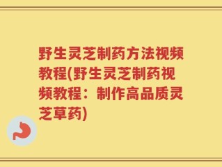 野生灵芝制药方法视频教程(野生灵芝制药视频教程：制作高品质灵芝草药)