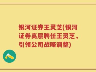 银河证券王灵芝(银河证券高层聘任王灵芝，引领公司战略调整)