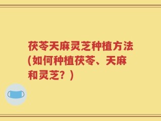 茯苓天麻灵芝种植方法(如何种植茯苓、天麻和灵芝？)