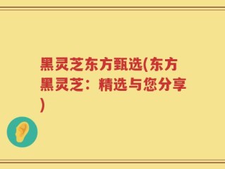 黑灵芝东方甄选(东方黑灵芝：精选与您分享)