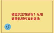 破壁灵芝石斛粉？九阳破壁机鲜榨石斛做法