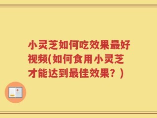 小灵芝如何吃效果最好视频(如何食用小灵芝才能达到最佳效果？)