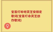 宝莲灯吩咐灵芝安排定歌词(宝莲灯命灵芝创作歌词)