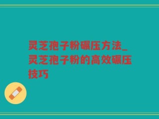 灵芝孢子粉碾压方法_灵芝孢子粉的高效碾压技巧
