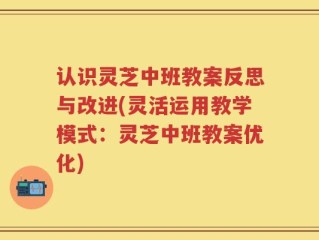 认识灵芝中班教案反思与改进(灵活运用教学模式：灵芝中班教案优化)