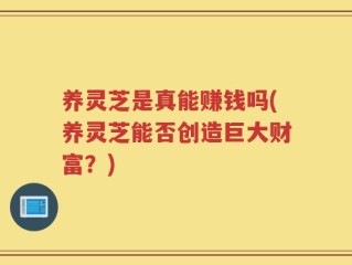 养灵芝是真能赚钱吗(养灵芝能否创造巨大财富？)