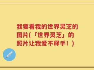我要看我的世界灵芝的图片(「世界灵芝」的照片让我爱不释手！)
