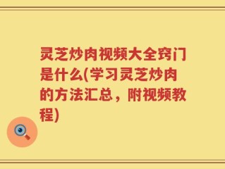 灵芝炒肉视频大全窍门是什么(学习灵芝炒肉的方法汇总，附视频教程)