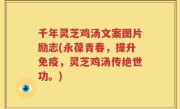 千年灵芝鸡汤文案图片励志(永葆青春，提升免疫，灵芝鸡汤传绝世功。)