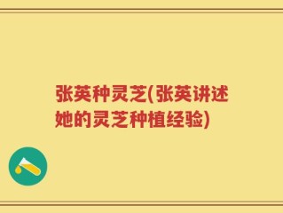 张英种灵芝(张英讲述她的灵芝种植经验)